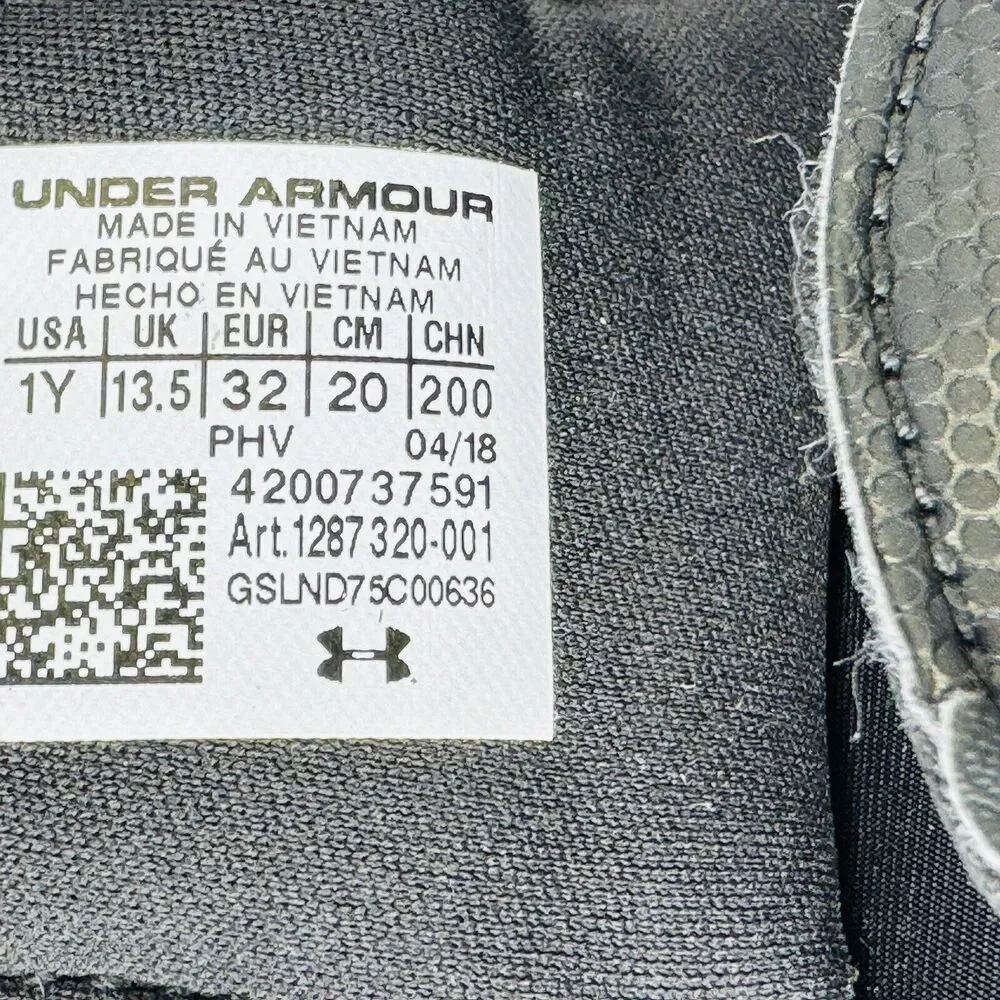 Under Armour 4D Foam Slide Sandals Black Youth Unisex Sz 1Y Adjustable Hook Loop